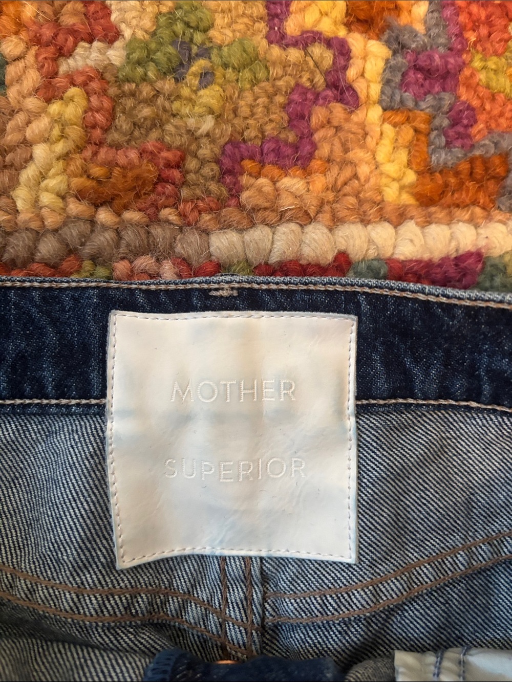 Lil’ MOTHER Cuffed Wide Leg Jeans in Dark Blue - Picture 2 of 8
